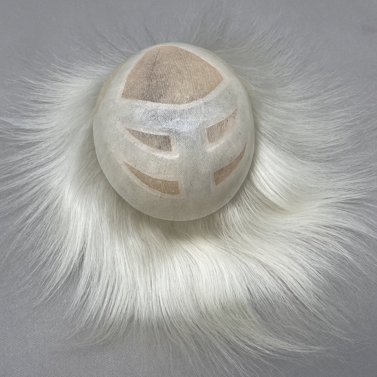 Mono Full Lace White #T1b 8x10 100% Human Hair Topper with PU Strip