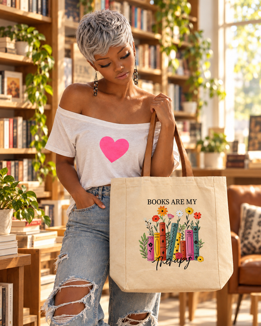 Canvas Tote with Leather Handles