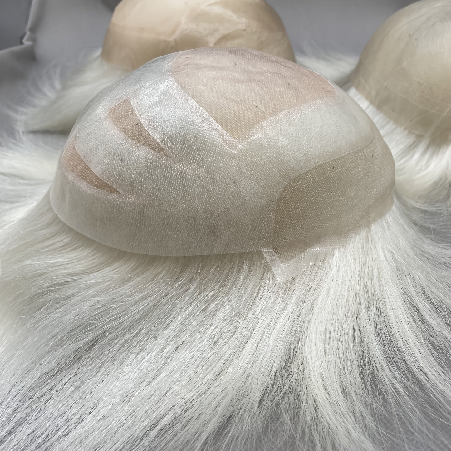 Mono Full Lace White #T1b 8x10 100% Human Hair Topper with PU Strip