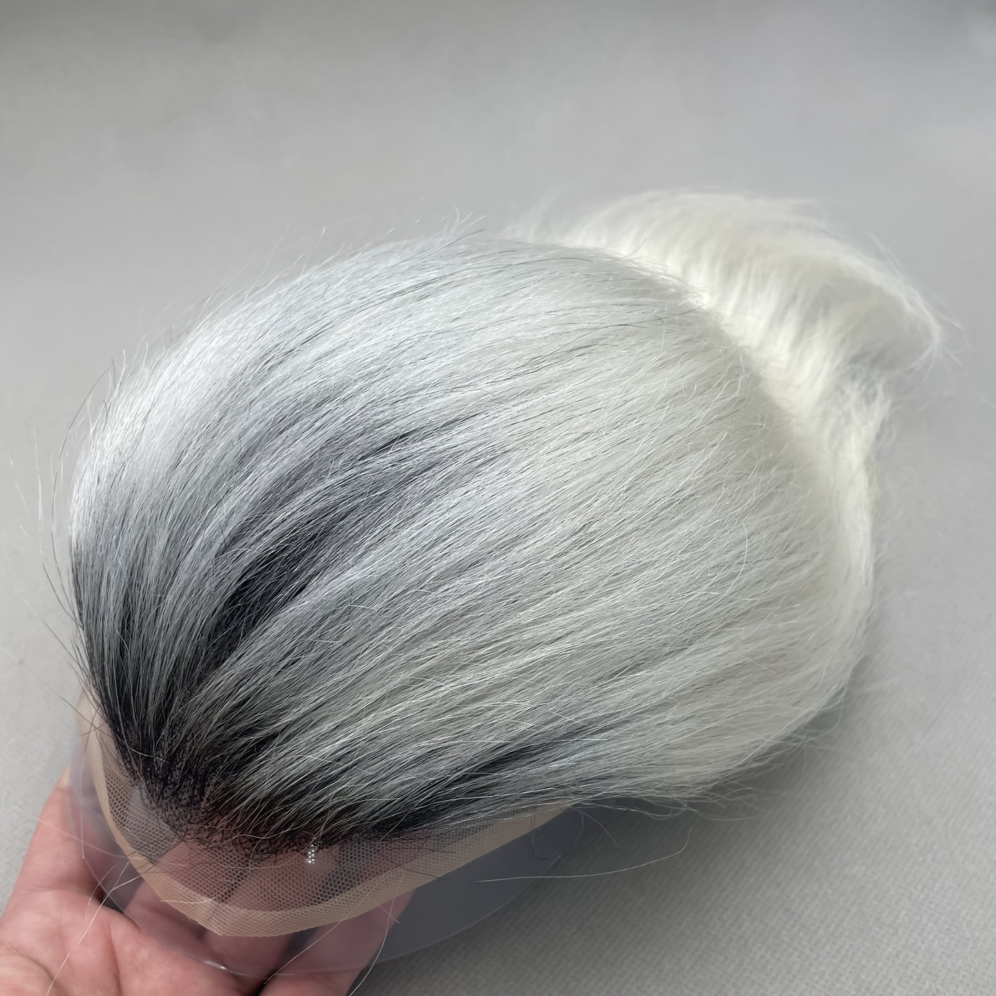 Mono Full Lace White #T1b 8x10 100% Human Hair Topper with PU Strip