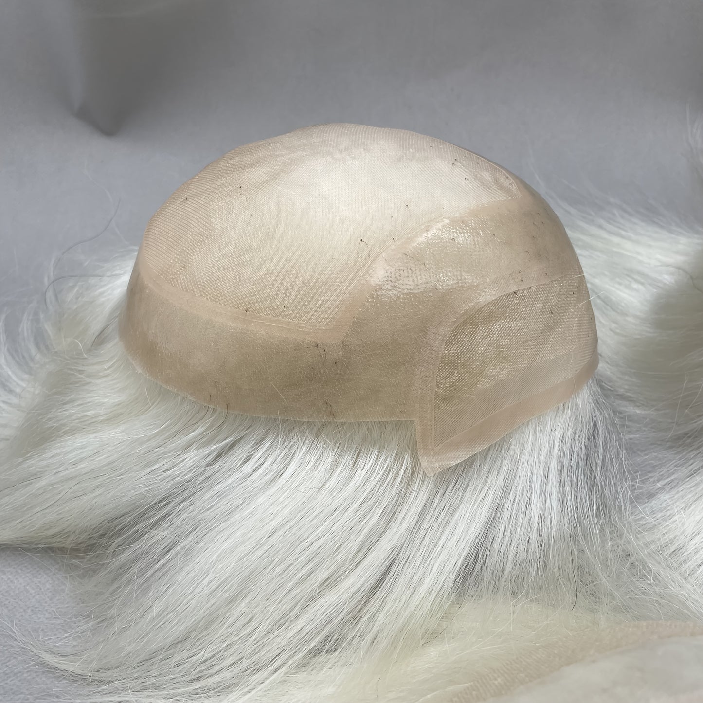 Mono Full Lace White #T1b 8x10 100% Human Hair Topper with PU Strip