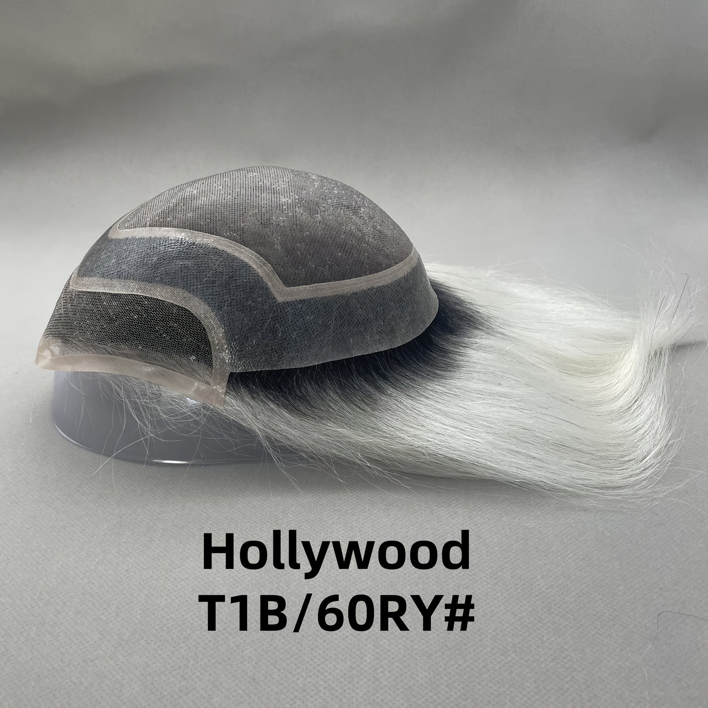 Mono Full Lace White #T1b 8x10 100% Human Hair Topper with PU Strip
