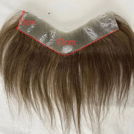 Natural V Hairline Topper 3x17cm 100% Human Hair PU Skin Color #7