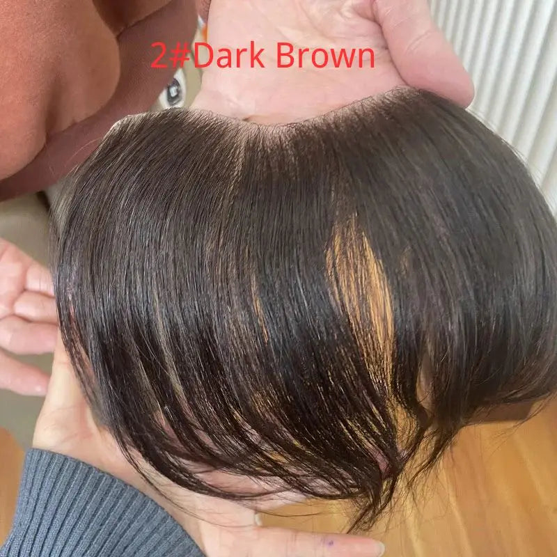 Natural V Hairline Topper 3x17cm 100% Human Hair PU Skin Color #7
